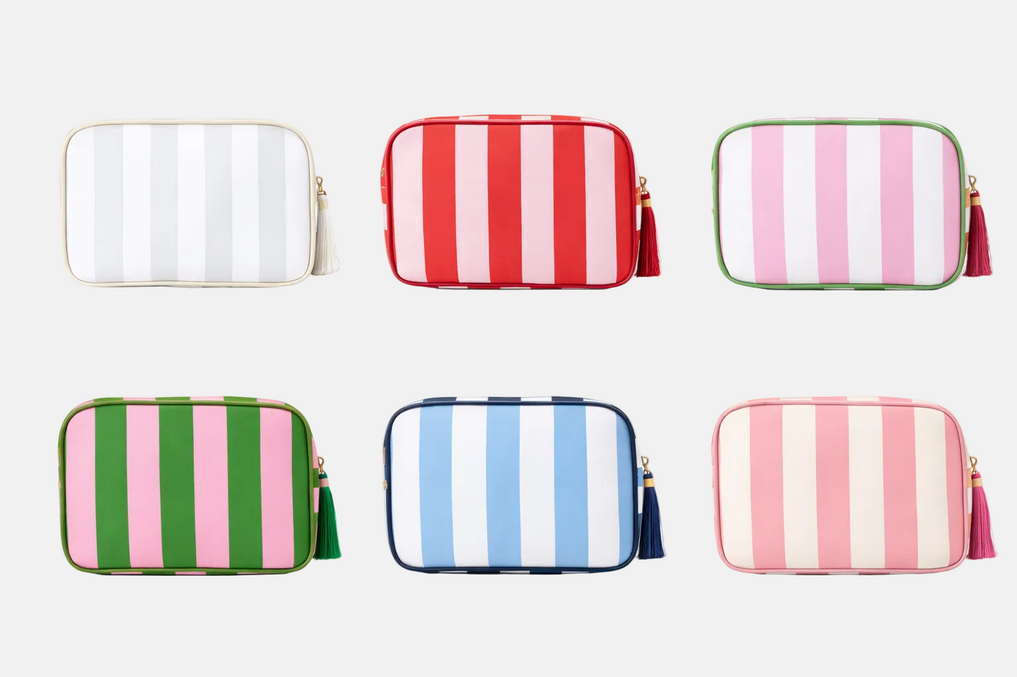 Bold Striped Toiletry Bag with tassel
