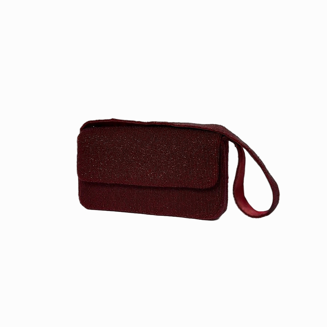 The Beaded Shoulder Bag - Wine