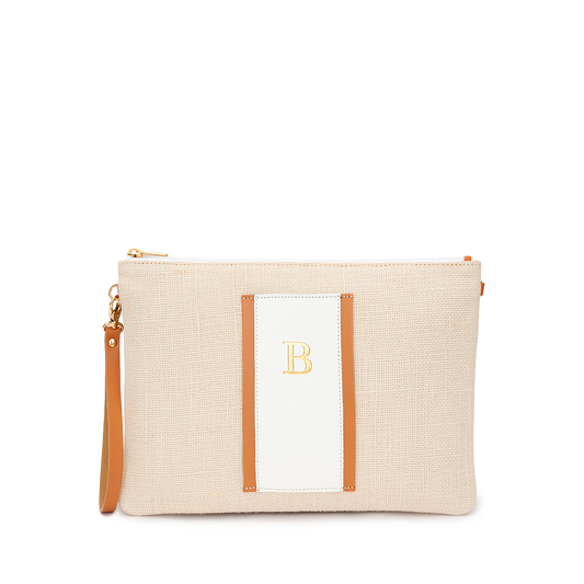 Annabel Canvas and Leather Letter Clutch Bag