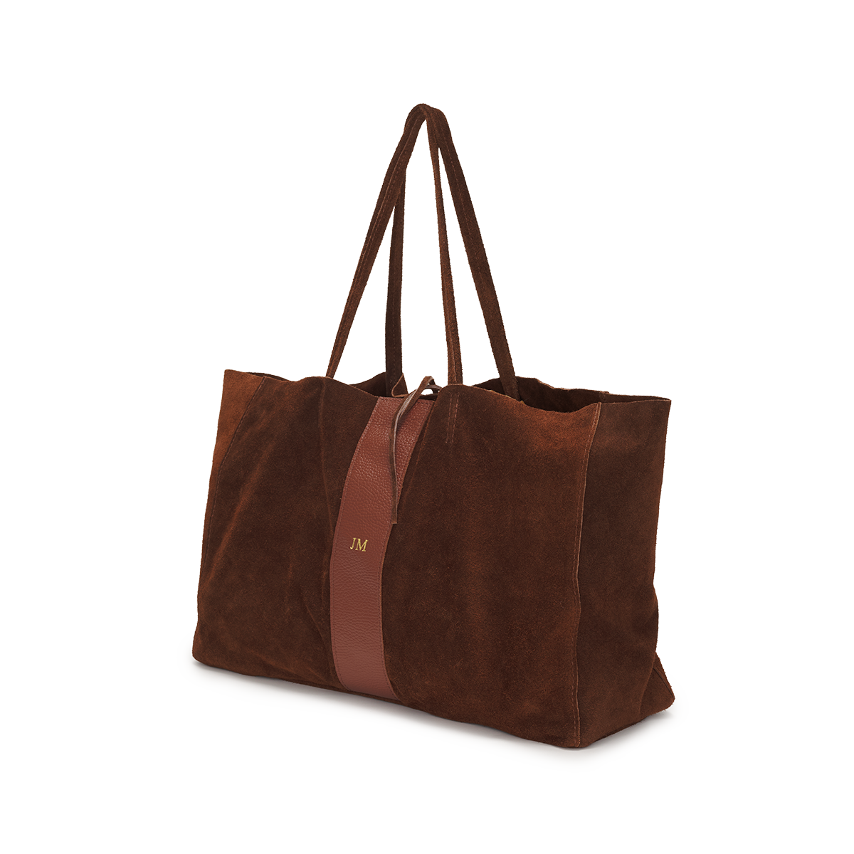 Suede Leather Shopper - Brown