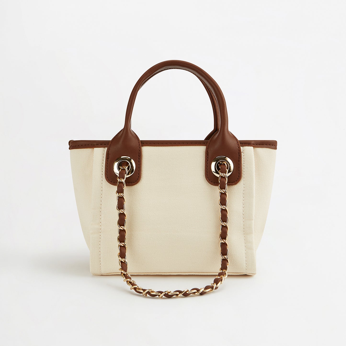 The Lily Canvas Mini - Cream with Dark Brown Handles - Design Your Own