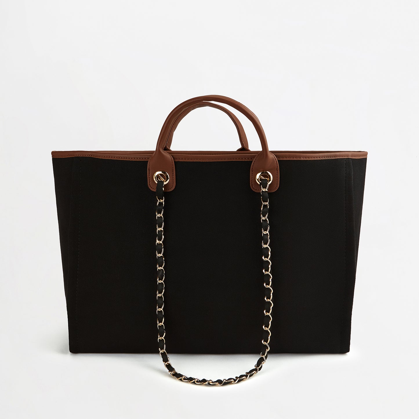 The Lily Canvas Tote - Black & Tan - Jumbo