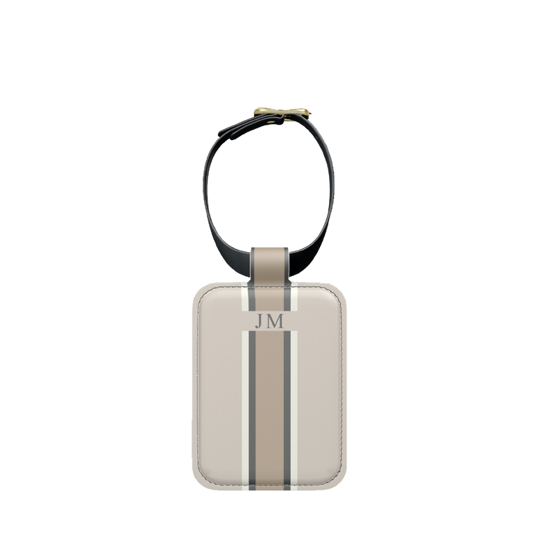 Lily & Bean Classic Beige Personalised Double Sided Luggage Tag