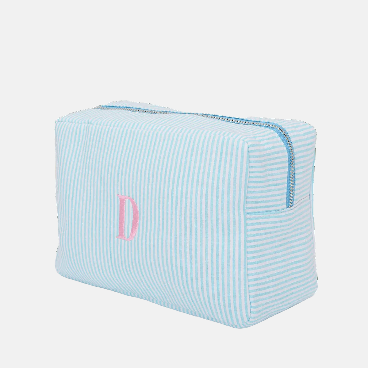 Striped washbag - Turquoise & White_