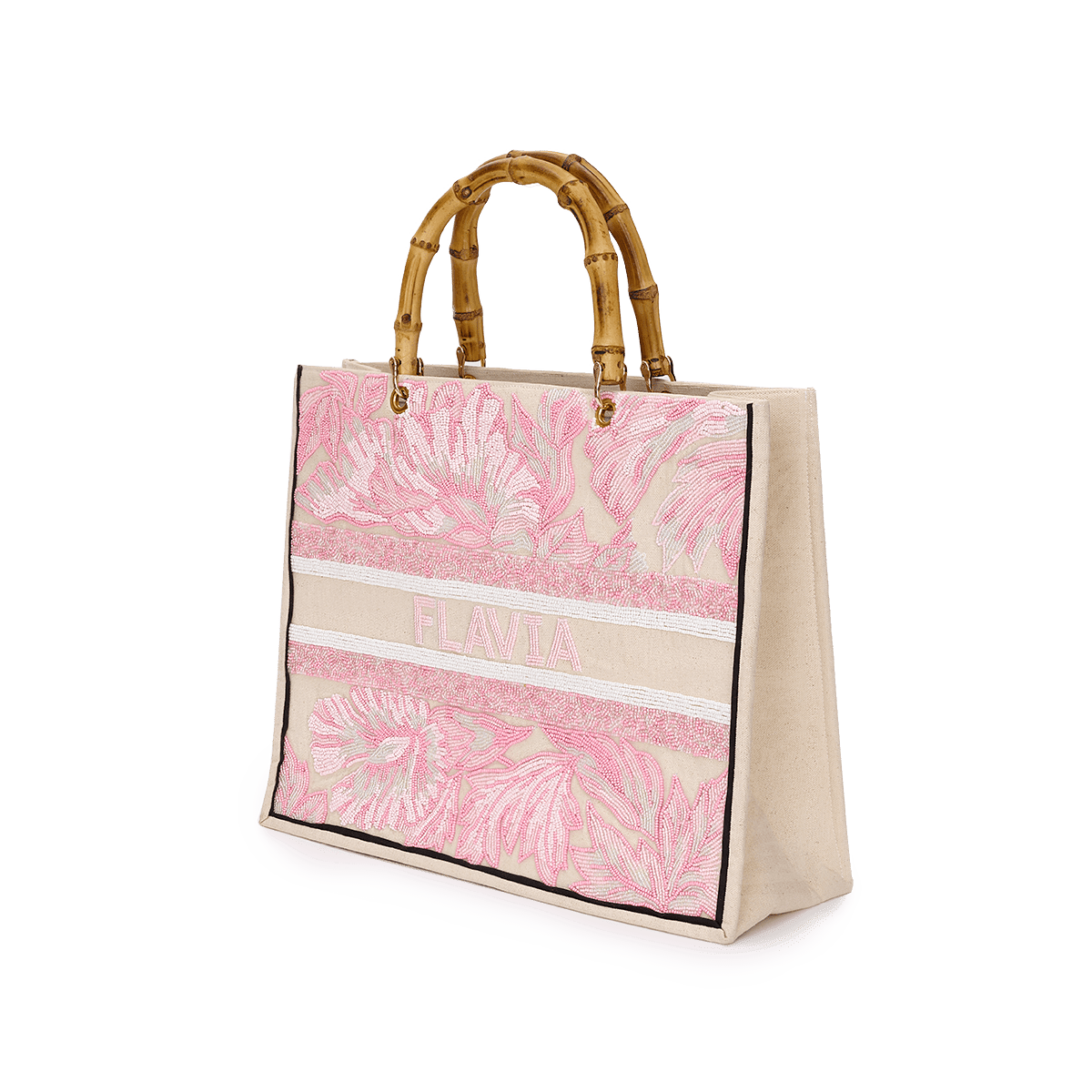 The Juliana Beaded Tote - Tropical Pink_
