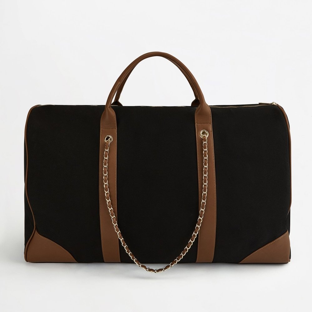 The Lily Canvas 'Take Me Away' Tote - Black & Tan
