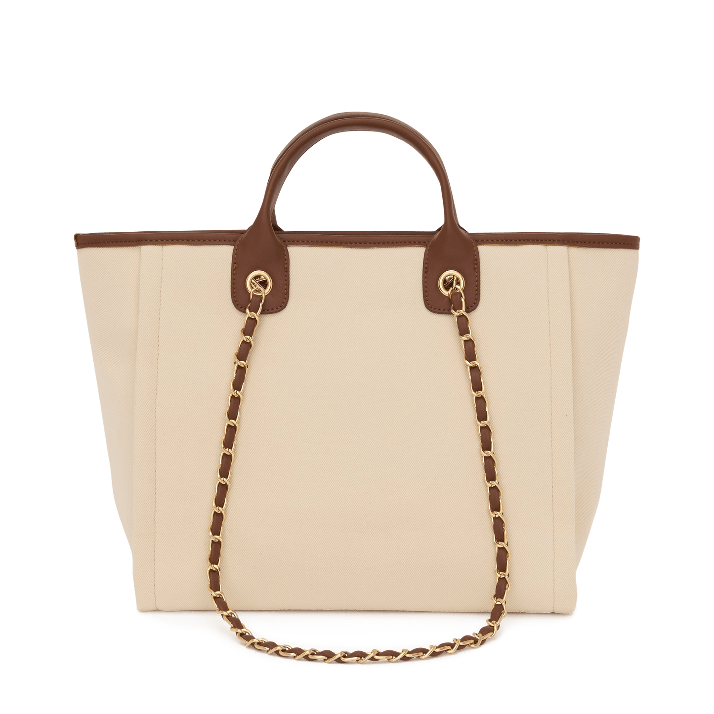 Cream canvas tote bag with lined interior and zip pocket