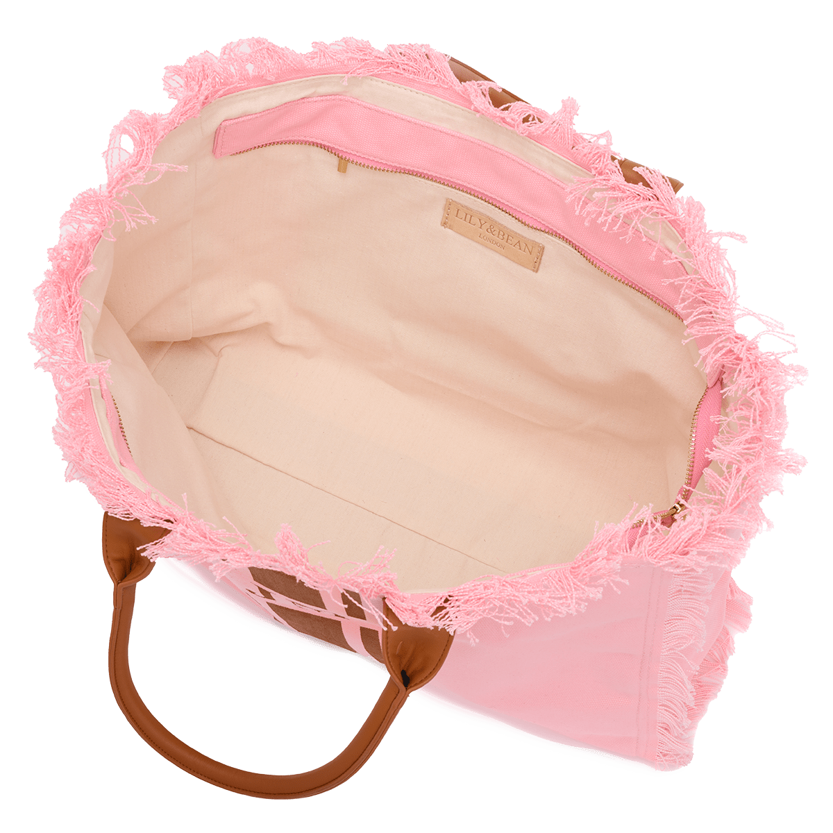 The Lily Fringe Tote - Bubblegum Pink and Tan_bags