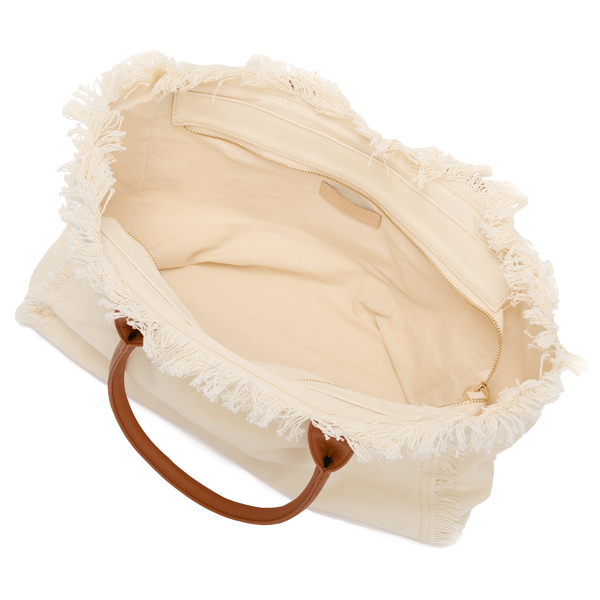 The Lily Fringe Tote - Cream and Tan_bags
