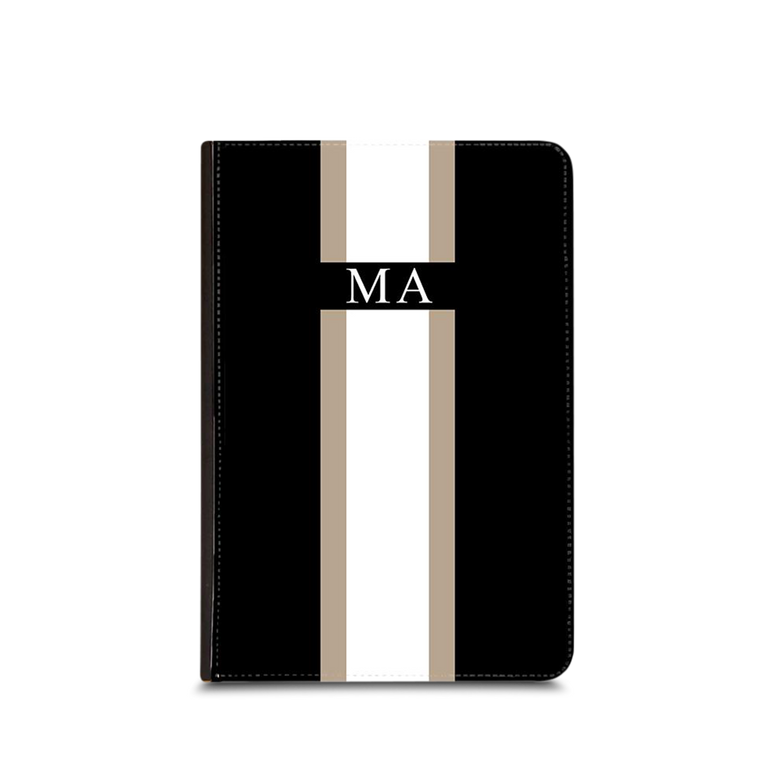 Lily & Bean Classic Black with Taupe and White Stripes Passport Cover