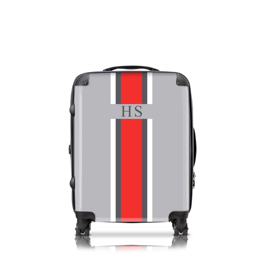 Lily & Bean personalised   Luggage Classic Grey with Orange Centre Stripe