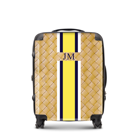 Lily & Bean personalised Yellow Woven Luggage with Stripes