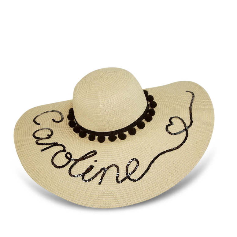Lily & Bean Floppy Sequin Straw Hat with Heart on Name