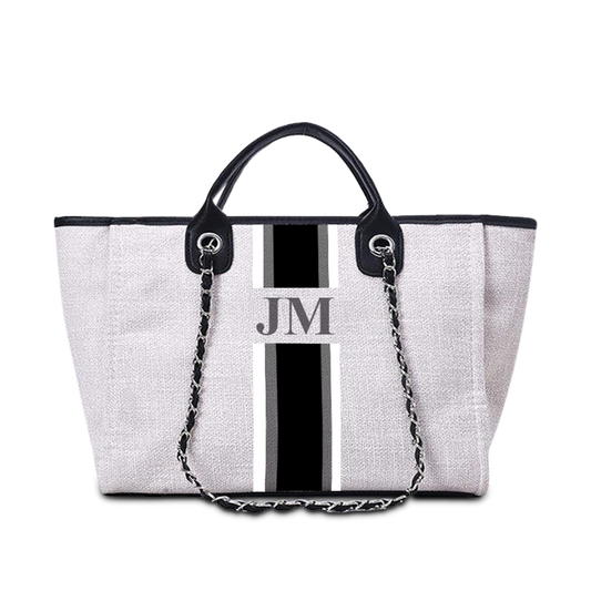The Lily Canvas Weekend Washed Grey with White, Grey and Black Jumbo