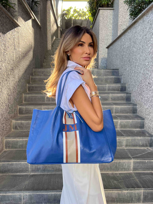 Leather Lightening Blue Design Your Own Egerton Shopper