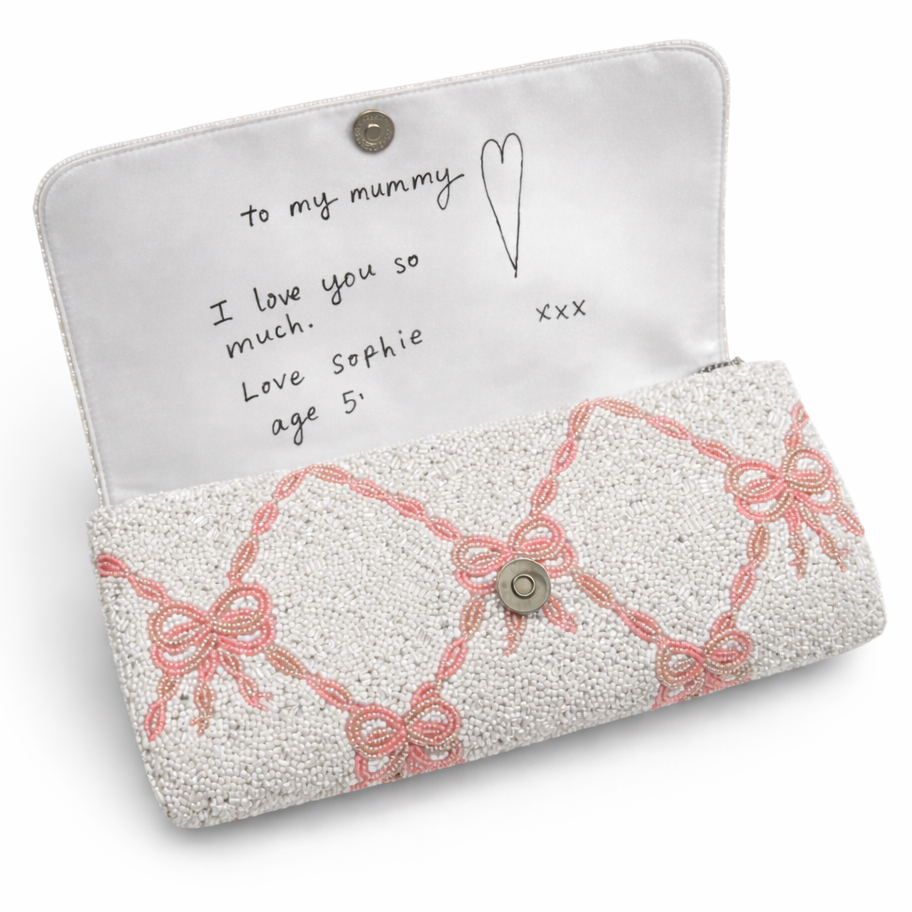 The Beaded Bow Clutch with Note