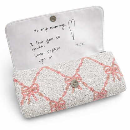 The Beaded Bow Clutch with Note