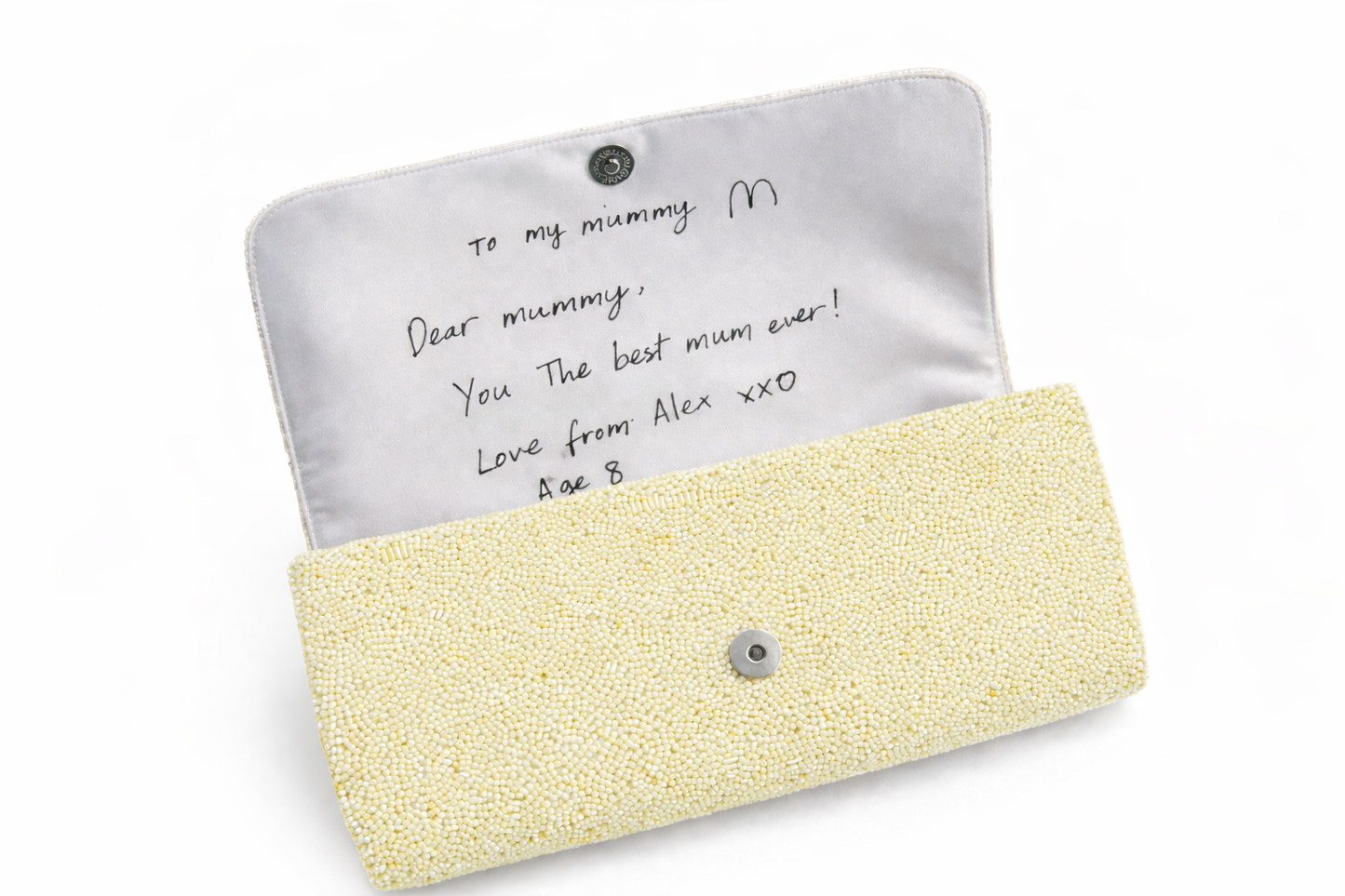 The Custom Beaded Clutch with Note & Initials