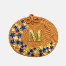 Oval Rattan Bag - Blue & Gold Star