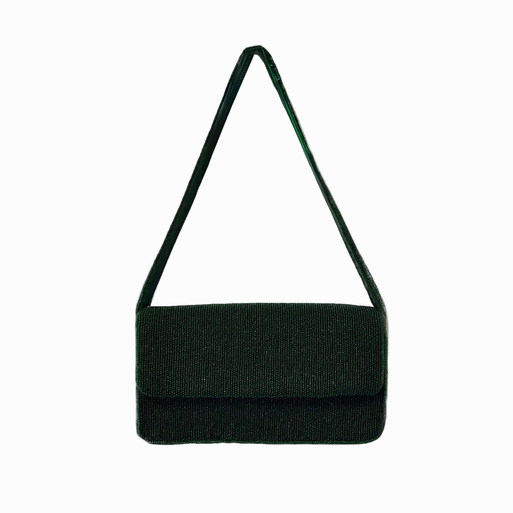 The Beaded Shoulder Bag - Forest Green