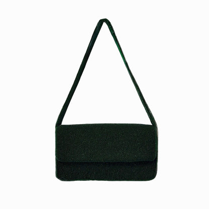 The Beaded Shoulder Bag - Forest Green