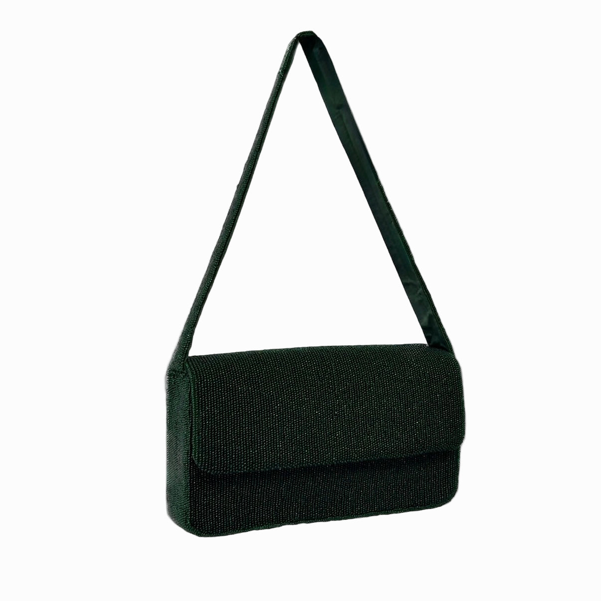 The Beaded Shoulder Bag - Forest Green