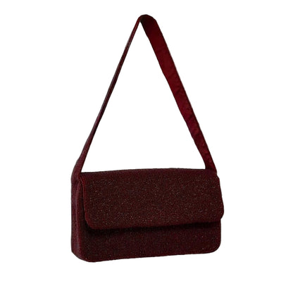 The Beaded Shoulder Bag - Wine