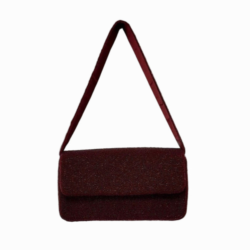 The Beaded Shoulder Bag - Wine