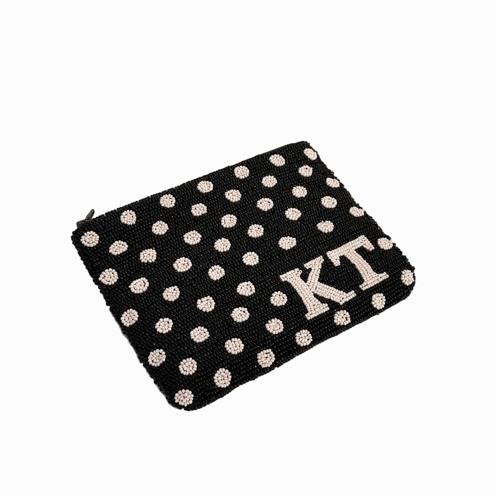 The Beaded Pouch - Brown & Pink