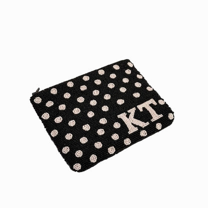 The Beaded Pouch - Brown & Pink