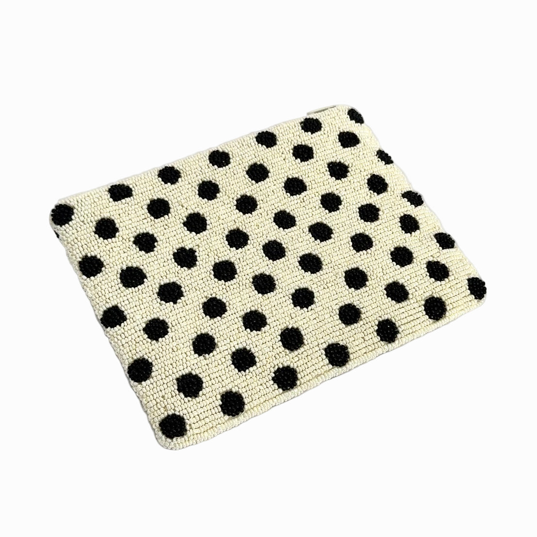 The Beaded Pouch - Cream & Black