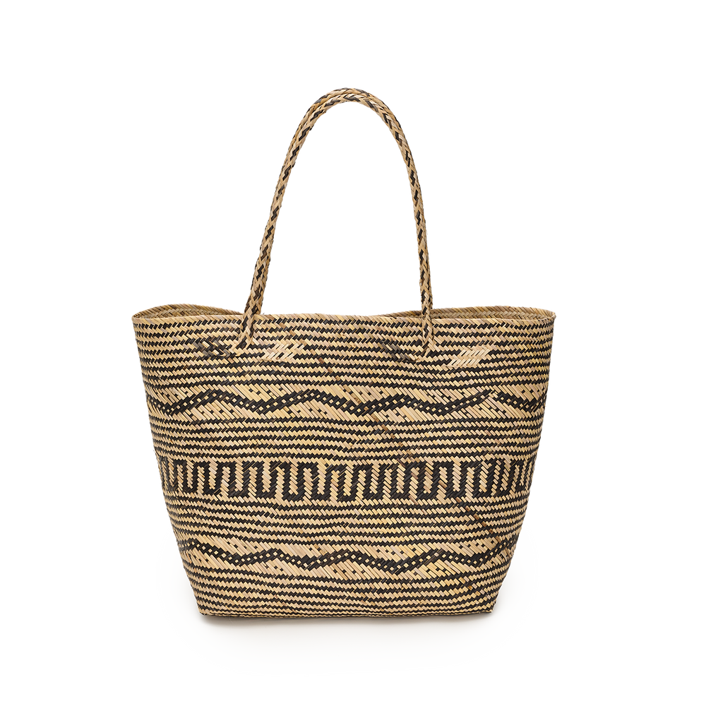 The Patterned Straw Beach Tote