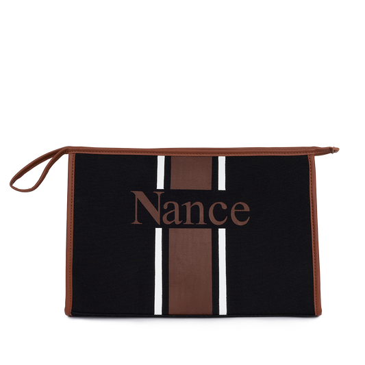 The Ultimate Cosmetic Everything Bag - Black with Tan