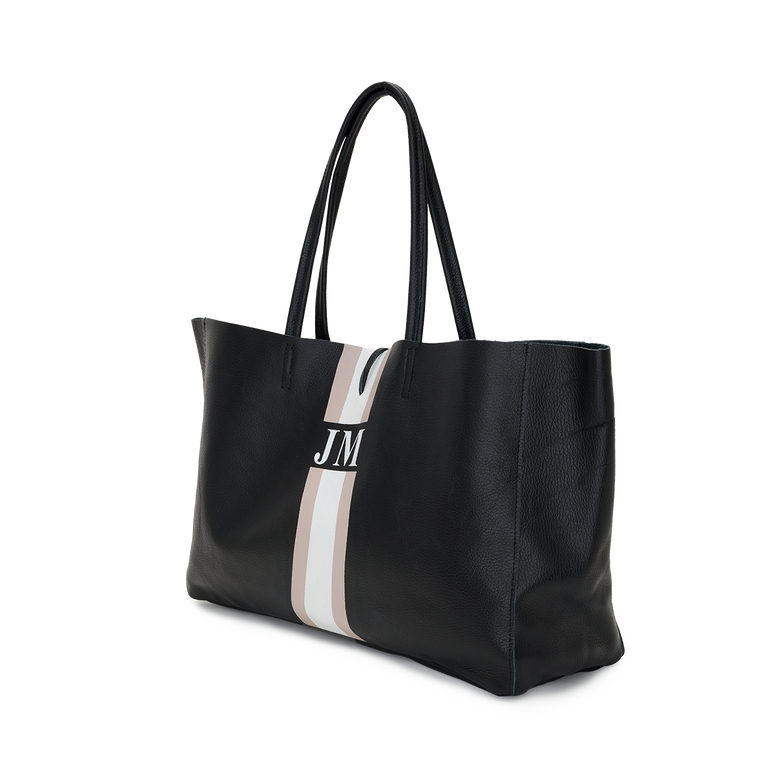 Leather Black with Taupe Egerton Shopper