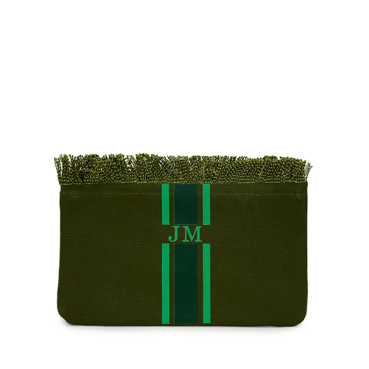 Fringe Army Green Clutch