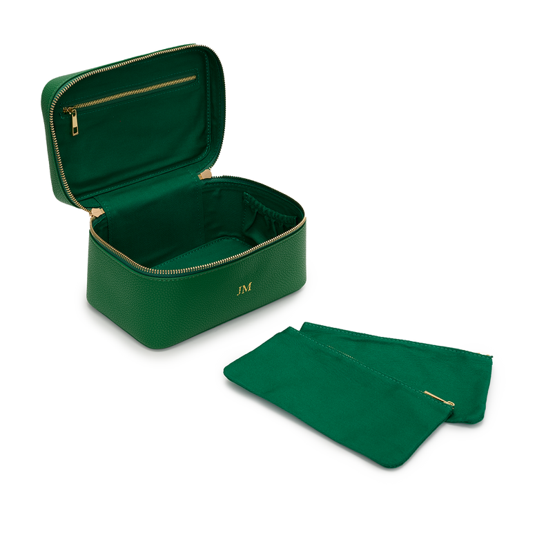Lily & Bean Leather Travel Vanity Case Emerald Green