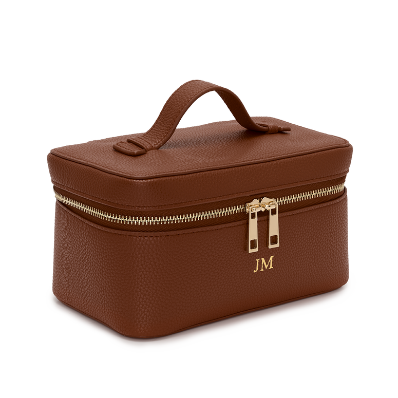 Lily & Bean Leather Travel Vanity Case Tan