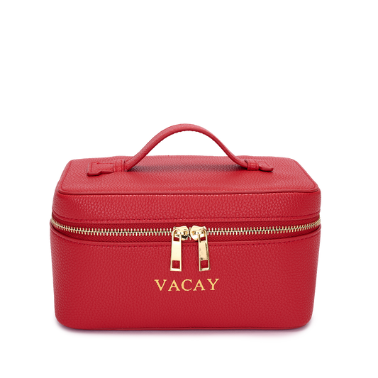 Lily & Bean Leather Travel Vanity Case Red Vacay