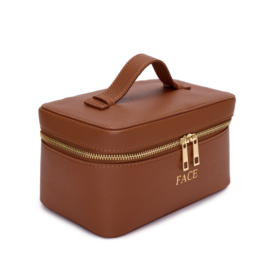 Lily & Bean Leather Travel Vanity Case Tan Face