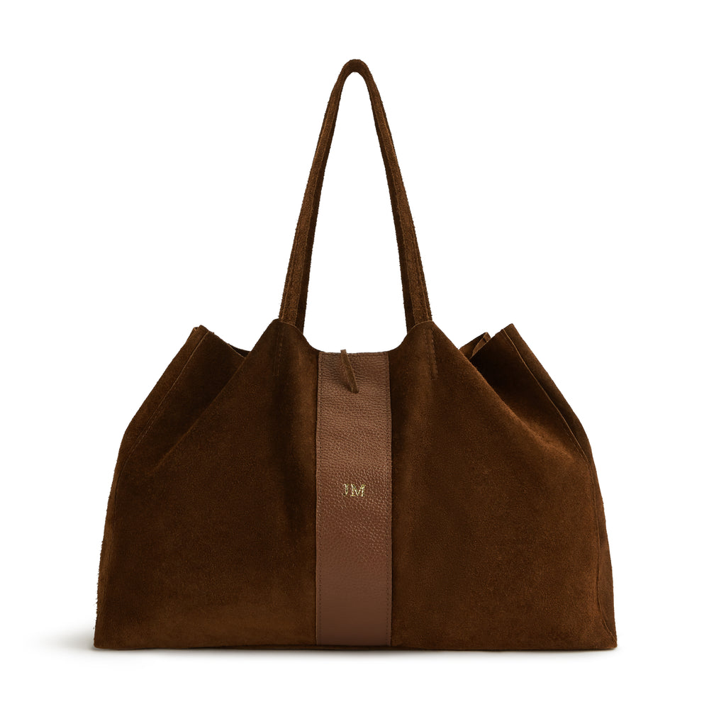 Suede Leather Shopper - Brown
