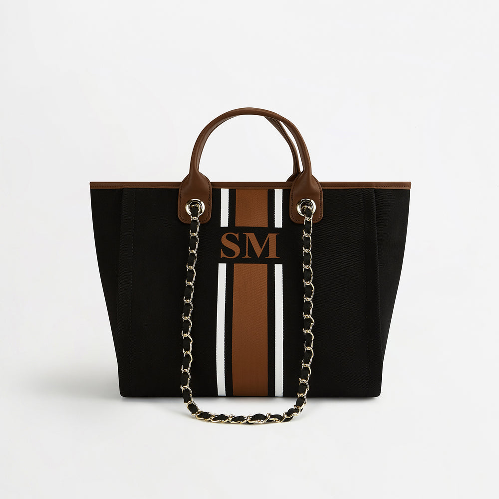 The Lily Canvas Tote - Black & Tan - Medium
