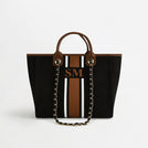 The Lily Canvas Tote - Black & Tan - Medium