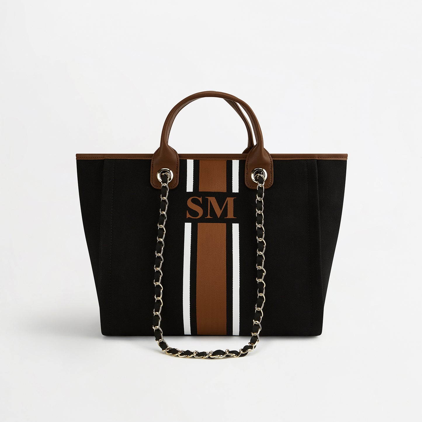 The Lily Canvas Tote - Black & Tan - Medium