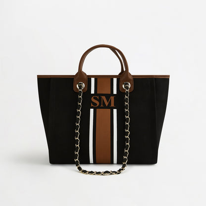 The Lily Canvas Tote - Black & Tan - Medium
