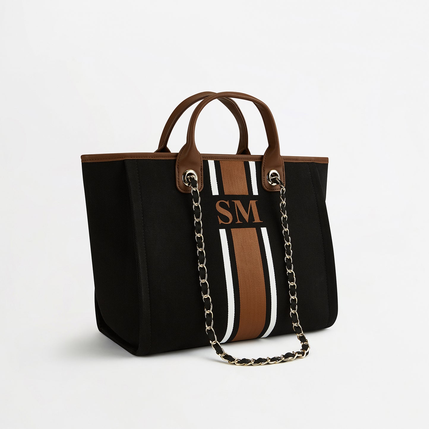 The Lily Canvas Tote - Black & Tan - Medium
