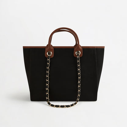 The Lily Canvas Tote - Black & Tan - Medium
