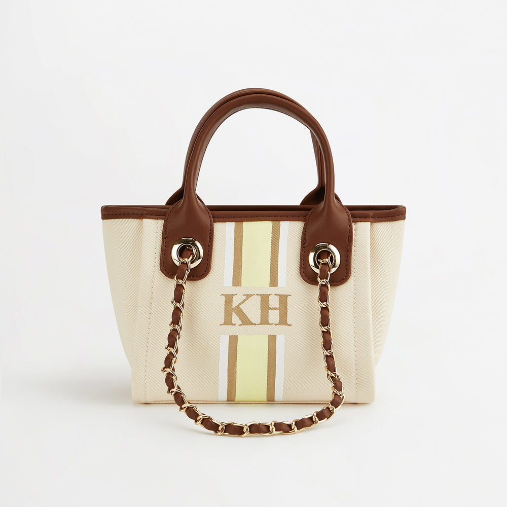 The Lily Canvas Mini - Cream with Dark Brown Handles - Design Your Own
