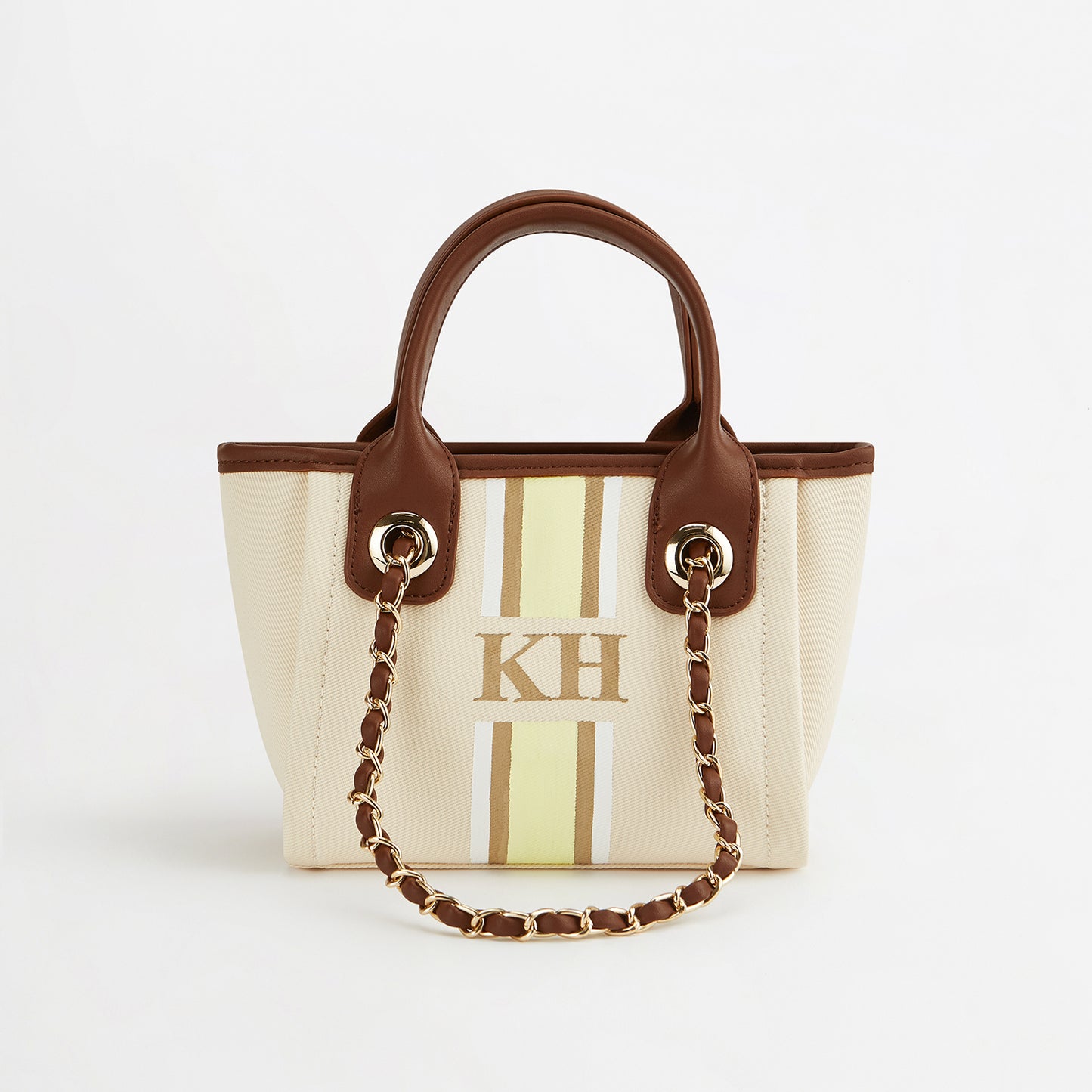 The Lily Canvas Mini - Cream with Dark Brown Handles - Design Your Own