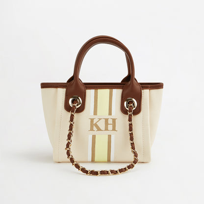 The Lily Canvas Mini - Cream with Dark Brown Handles - Design Your Own