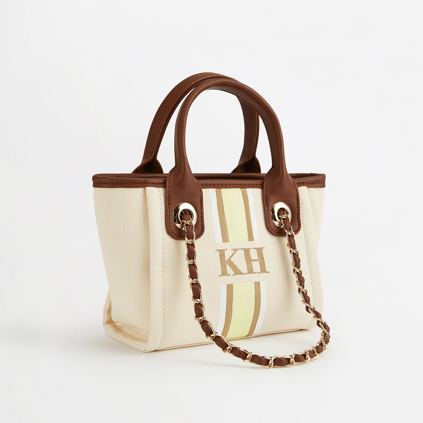 The Lily Canvas Mini - Cream with Dark Brown Handles - Design Your Own